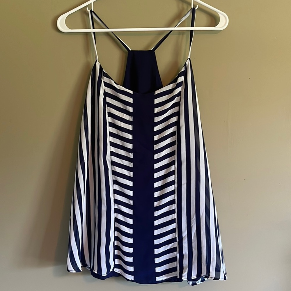 New York & Company | Flowy Navy and White Striped Top | size M